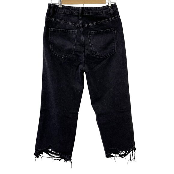 Vervet Wide-Leg Frayed Hem Jeans Black 100% Cotton Denim Women's 28 - Picture 2 of 12